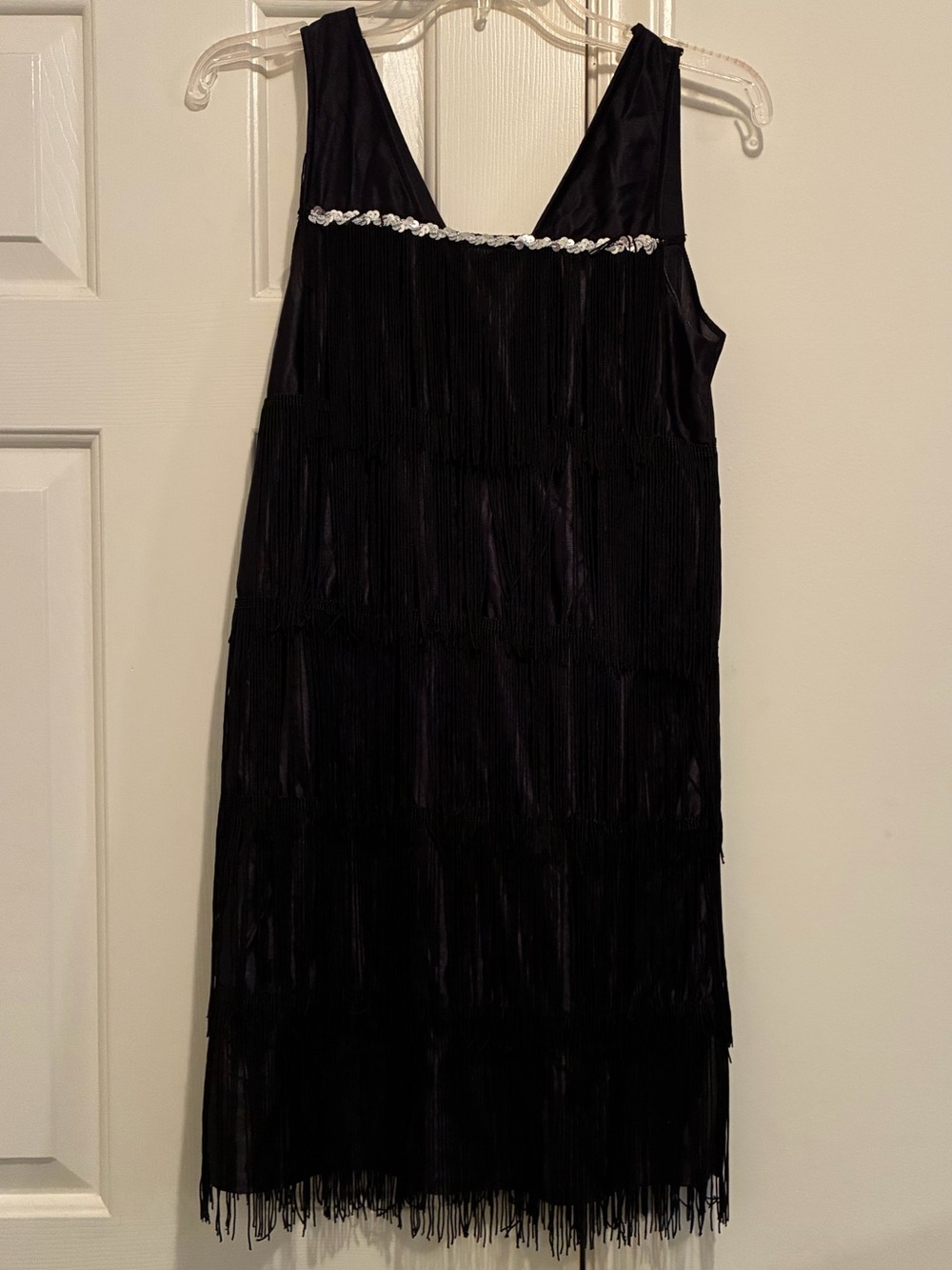 Spirit Halloween Costume Black Fringe Sleeveless Trapper Dress